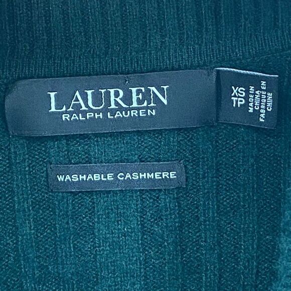 Lauren Ralph Lauren 100% Cashmere Belted Cardigan Sweater Green XS - Picture 2 of 8